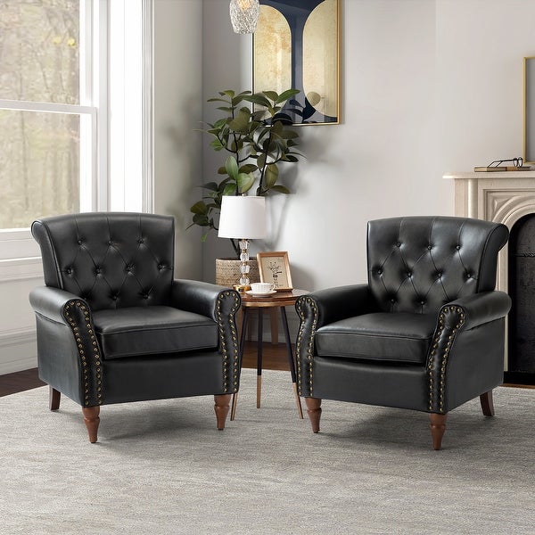 Indiges Upholstered Accent Armchair with Nailhead Trim Set of 2 by HULALA HOME