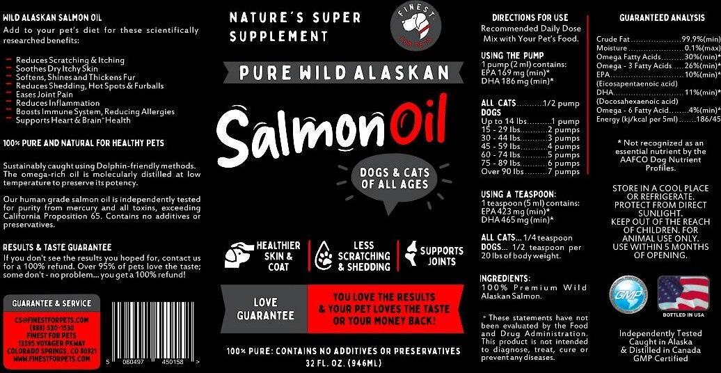 Finest for Pets Wild Alaskan Salmon Oil Dog and Cat Supplement