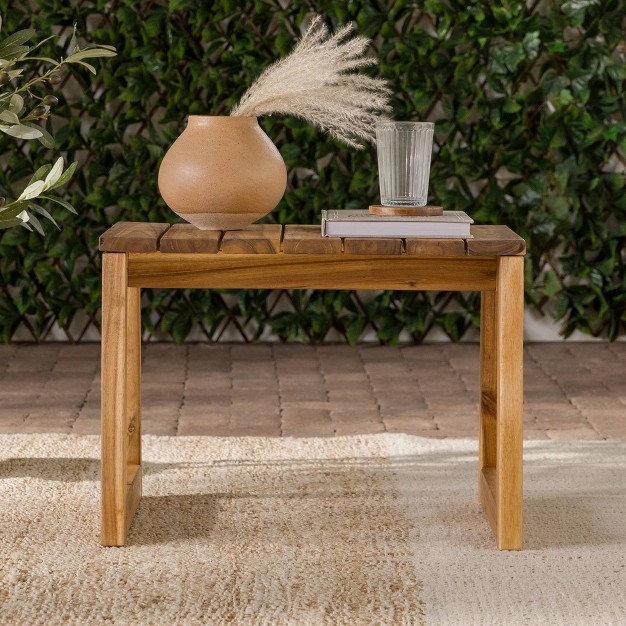 Saracina Home Modern Slatted Rectangle Outdoor Acacia Accent Table