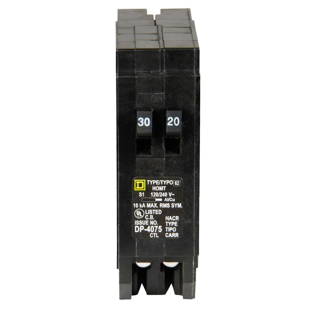 Square D Homeline 30 Amp - 20 Amp Single-Pole Tandem Circuit Breaker HOMT3020CP