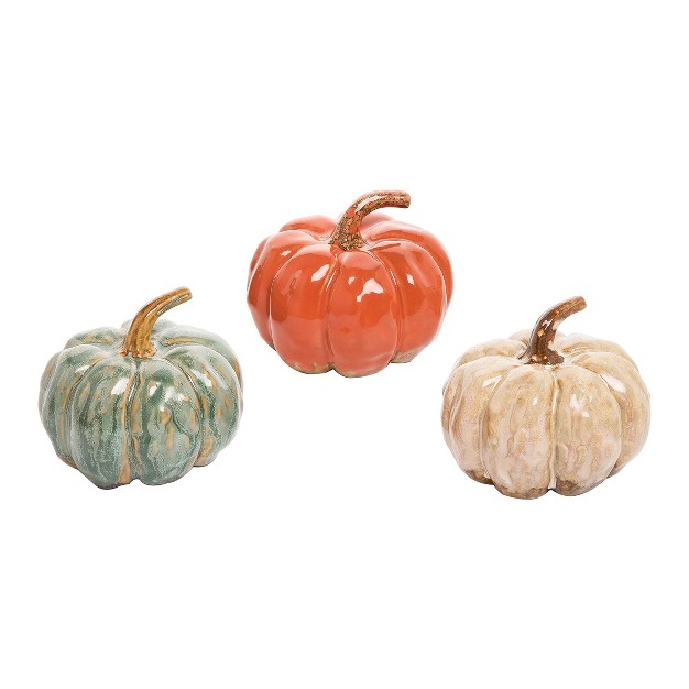 Gallerie Ii Art Glaze Pumpkin Figurine Small Set Of 3