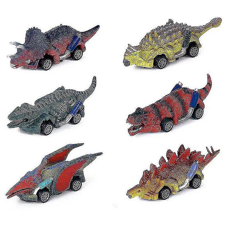 Miman 6pcs Dinosaur Pull Back Cars Toys Children Boys Christmas Birthday Gift