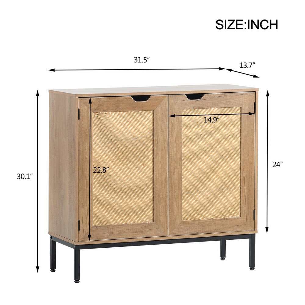 Accent Storage Cabinet with 2 Rattan Doors