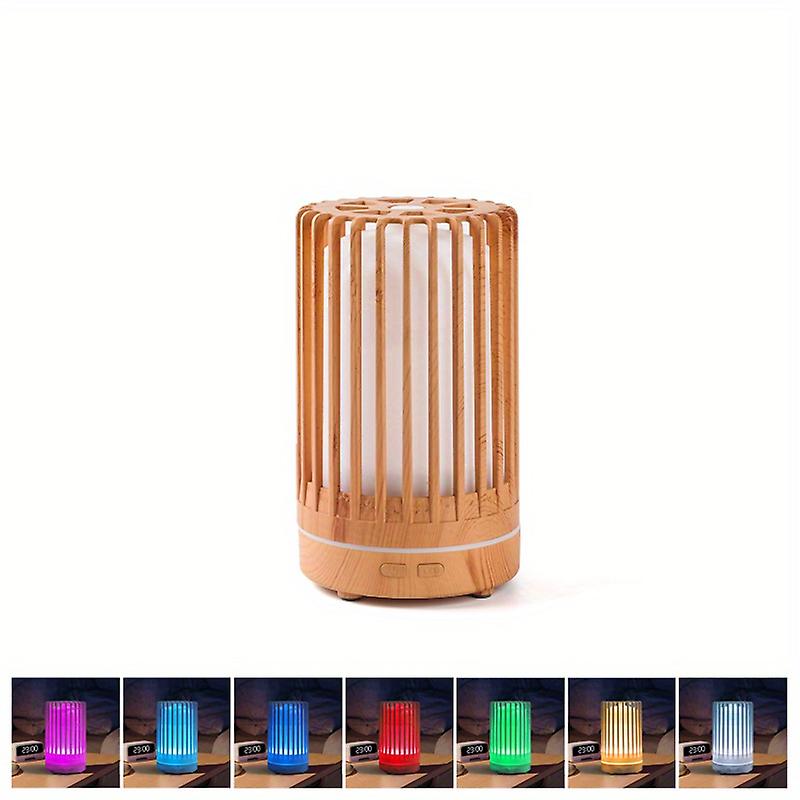 1pc 7 Colors Humidifier With Cool Mist And Auto-Off - For Home And Office - Yellow Woodgrain Design