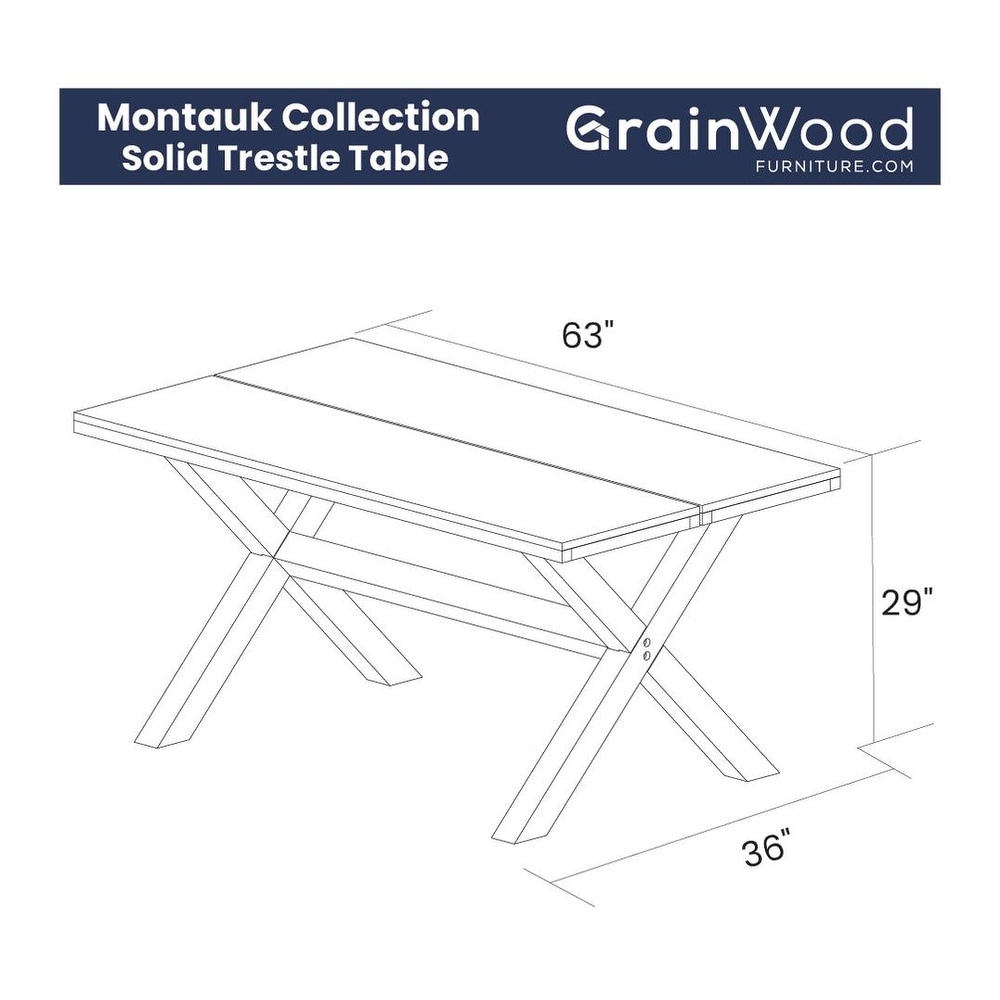 Grain Wood Furniture Montauk Trestle Table Solid Wood