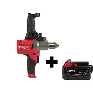 MW M18 FUEL 18-Volt Lithium-Ion Brushless Cordless 12 in. Mud Mixer with M18 5.0 Ah Battery 2810-20-48-11-1850