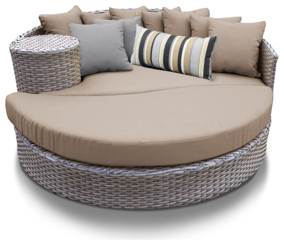 Florence Circular Sun Bed   Outdoor Wicker Patio Furniture Aruba   Tropical   Outdoor Chaise Lounges   by TKClassics  Houzz