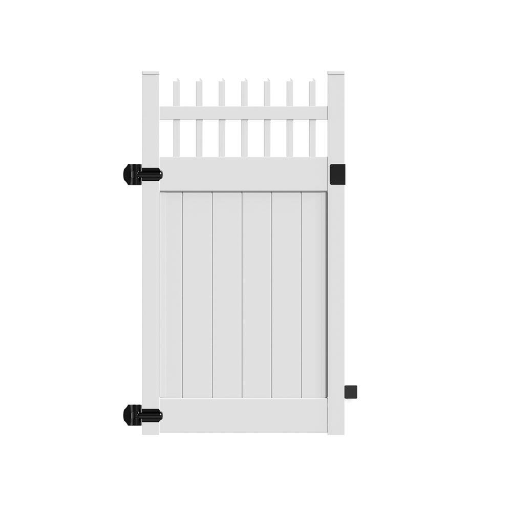 Barrette Outdoor Living Carson 4 ft. x 6 ft. White Vinyl Open Picket Fence Gate 73040130