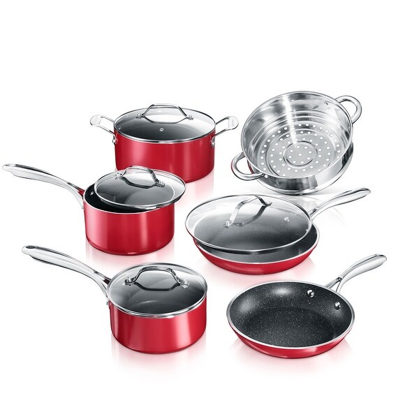 10-Piece Non-stick Pots and Pans Cookware Set， Ultimate Dura