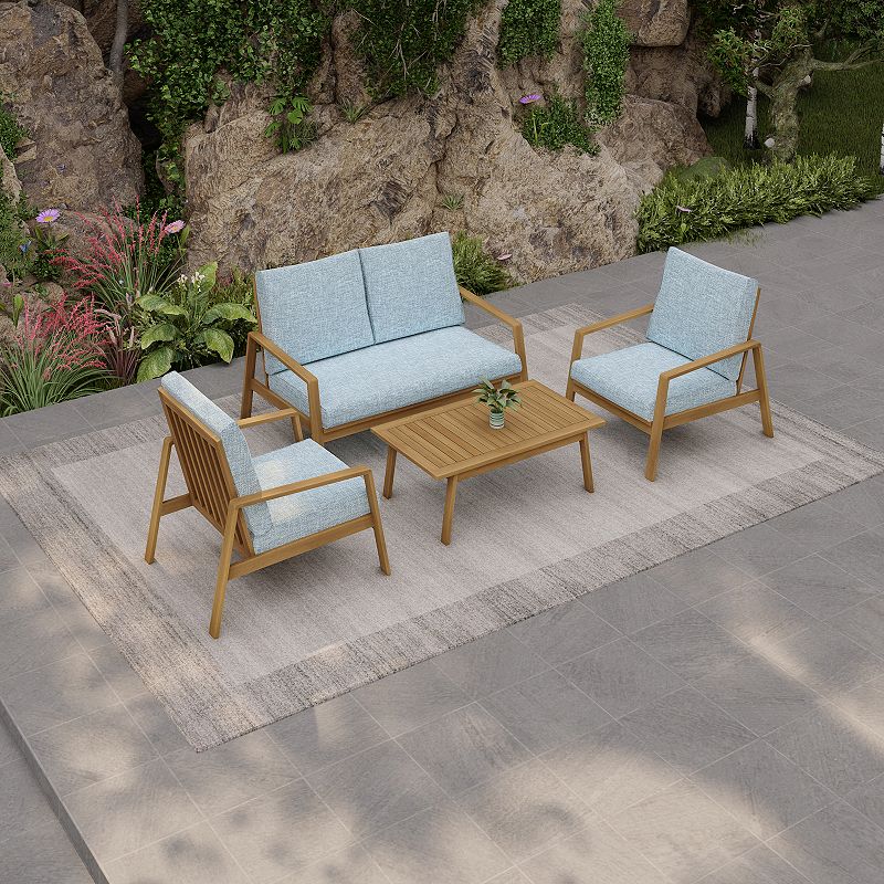 Dukap Saman Patio Loveseat， Chair and Coffee Table 4-piece Set