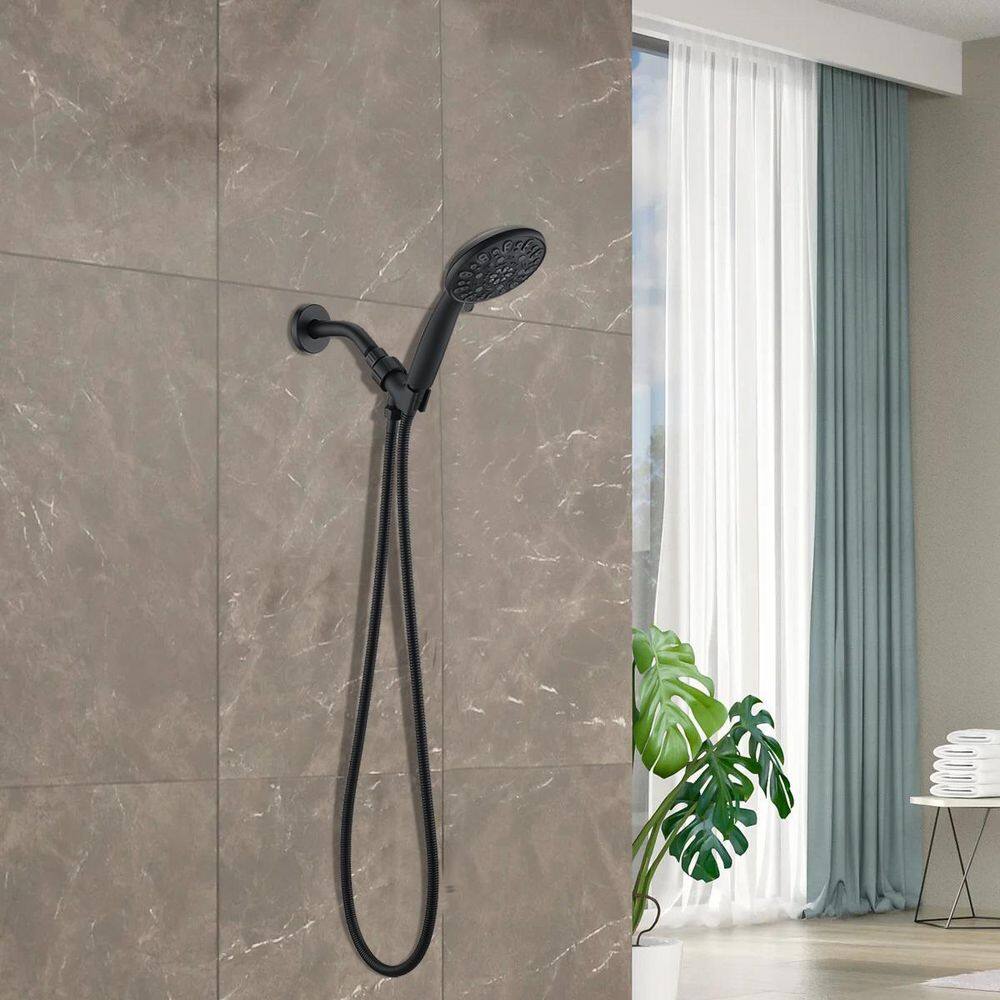 2-Spray Single Wall Mount Handheld High Pressure Shower Head in Matte Black Koo-LQW1-6613