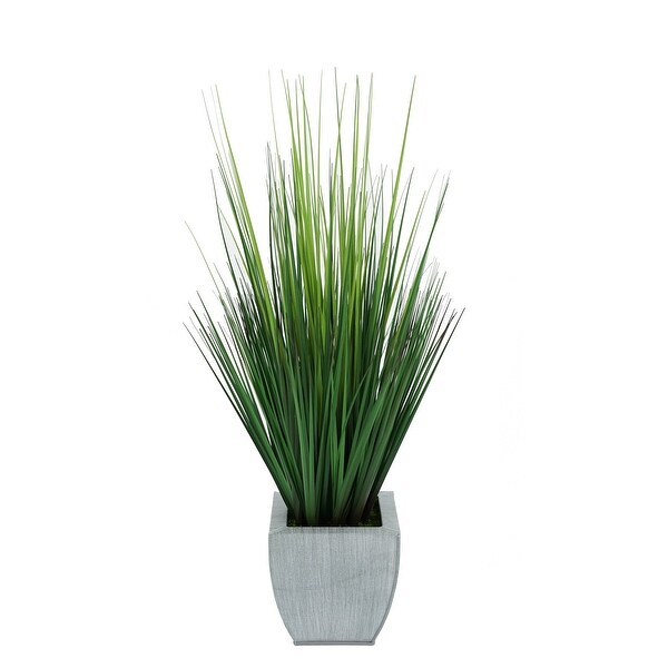 Faux PVC Grass in Tapered Zinc Planter