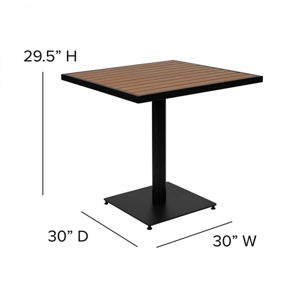 Lark Outdoor Patio Bistro Dining Table with Faux Teak Poly Slats， 30