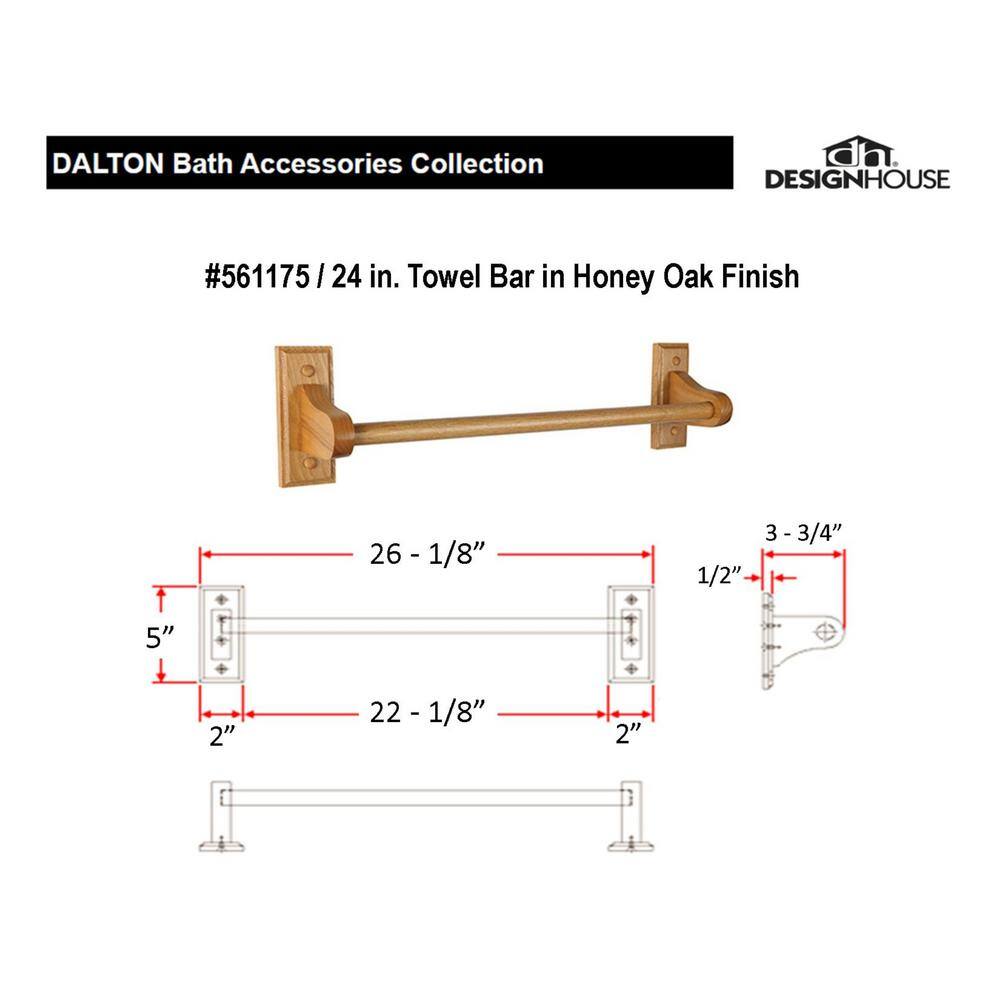 Design House Dalton 24 in. Towel Bar in Honey Oak 561175