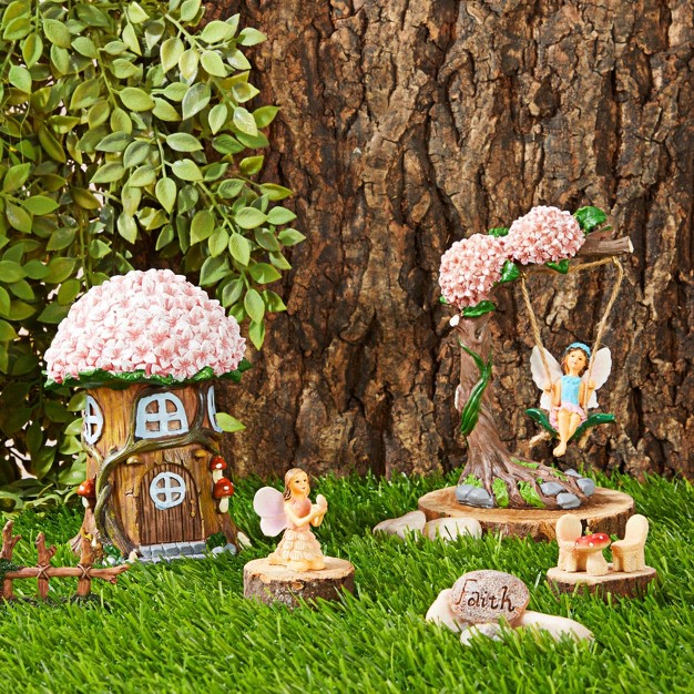 Juvale 8 Piece Miniature Fairy Garden Accessories Outdoor Decor Figurines Kit For Kids Mini Whimsical Ornaments For Patio House Yard Supplies