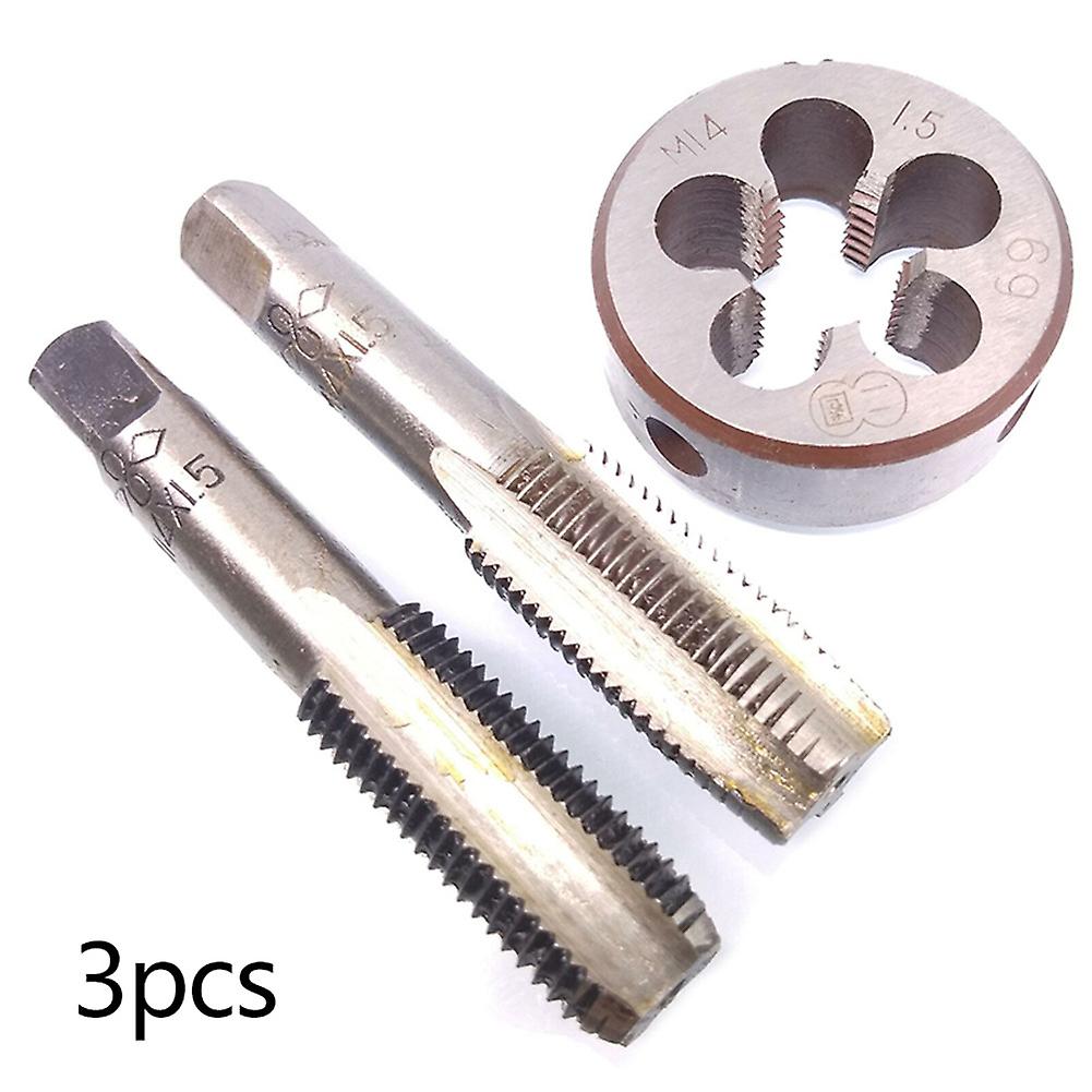 Hss M14 X 1.5mm Taper and Plug Tap and M14 X 1.5mm Die Metric Thread Right Hand 3pcs/set Cnc， Metalworking and Manufacturing Tools