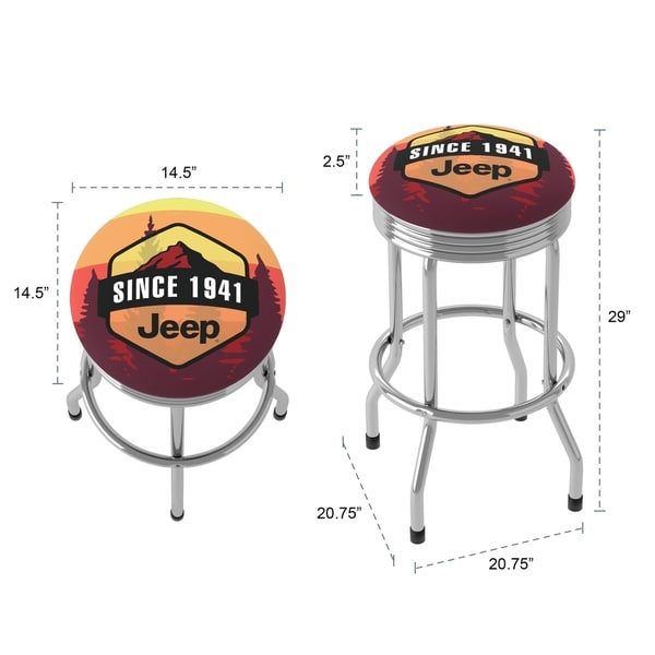 Jeep Sunset Mountain 360 Degree Swivel Barstool with Foam Padded Seat - 20.75 x 20.75 x 29