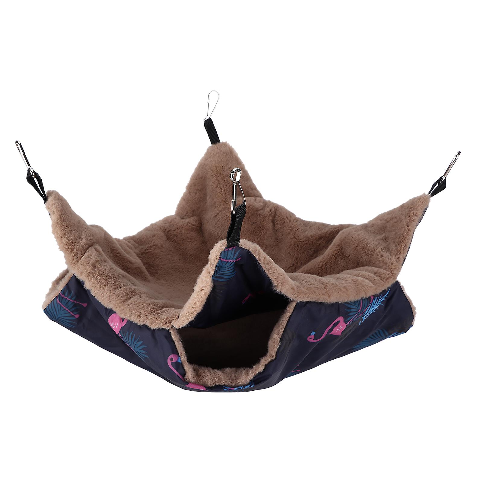 Pet Doublelayer Warm Hammock Easy To Clean And Install Hanging Squirrel Sleeping Bag(s Flamingo)