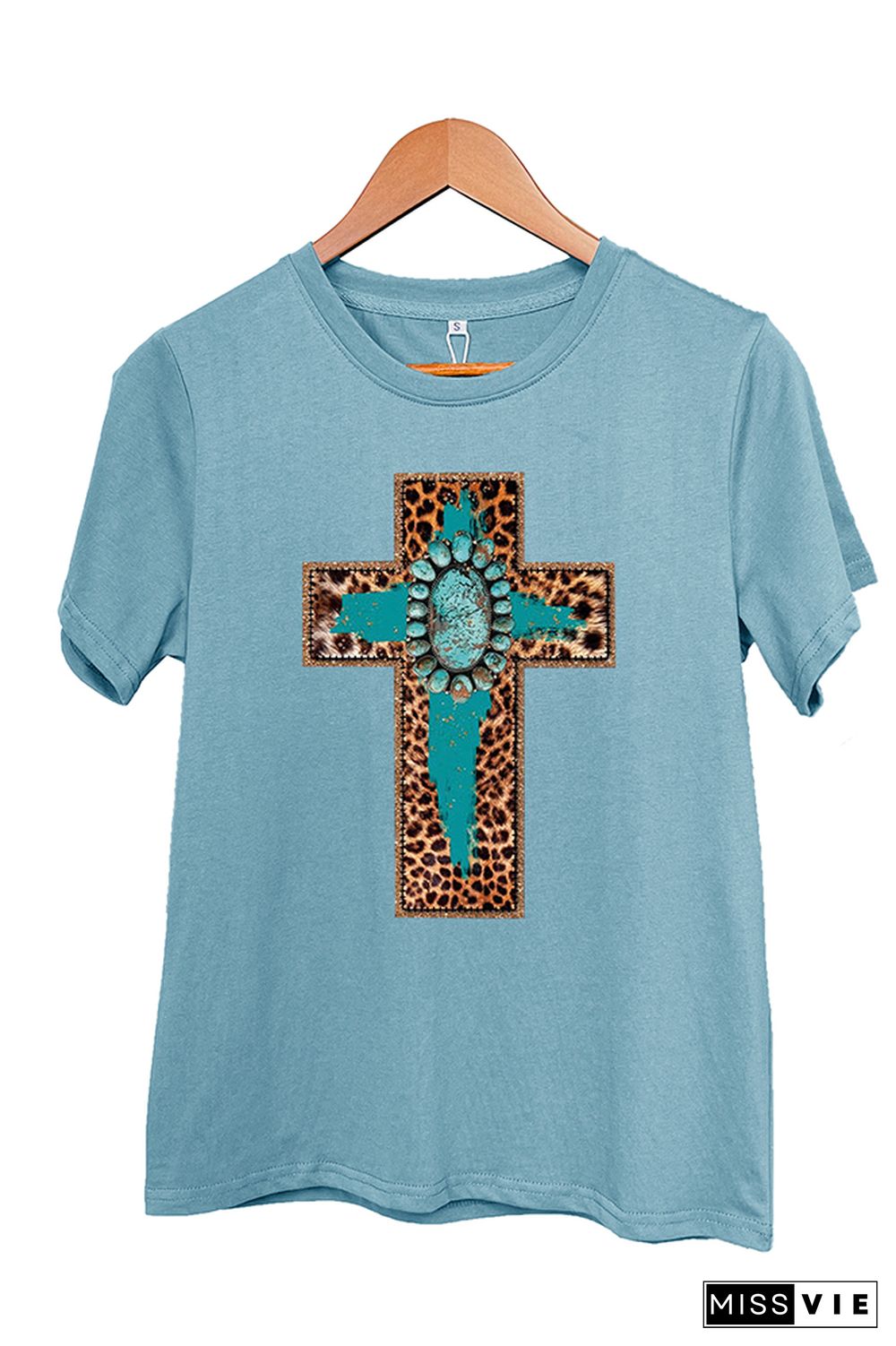 Cross Print Short Sleeve Graphic Tee Wholesale