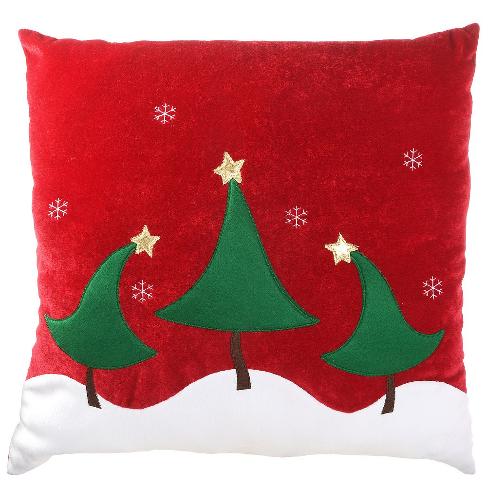 National Tree Company Christmas Tree Embroidered Throw Pillow