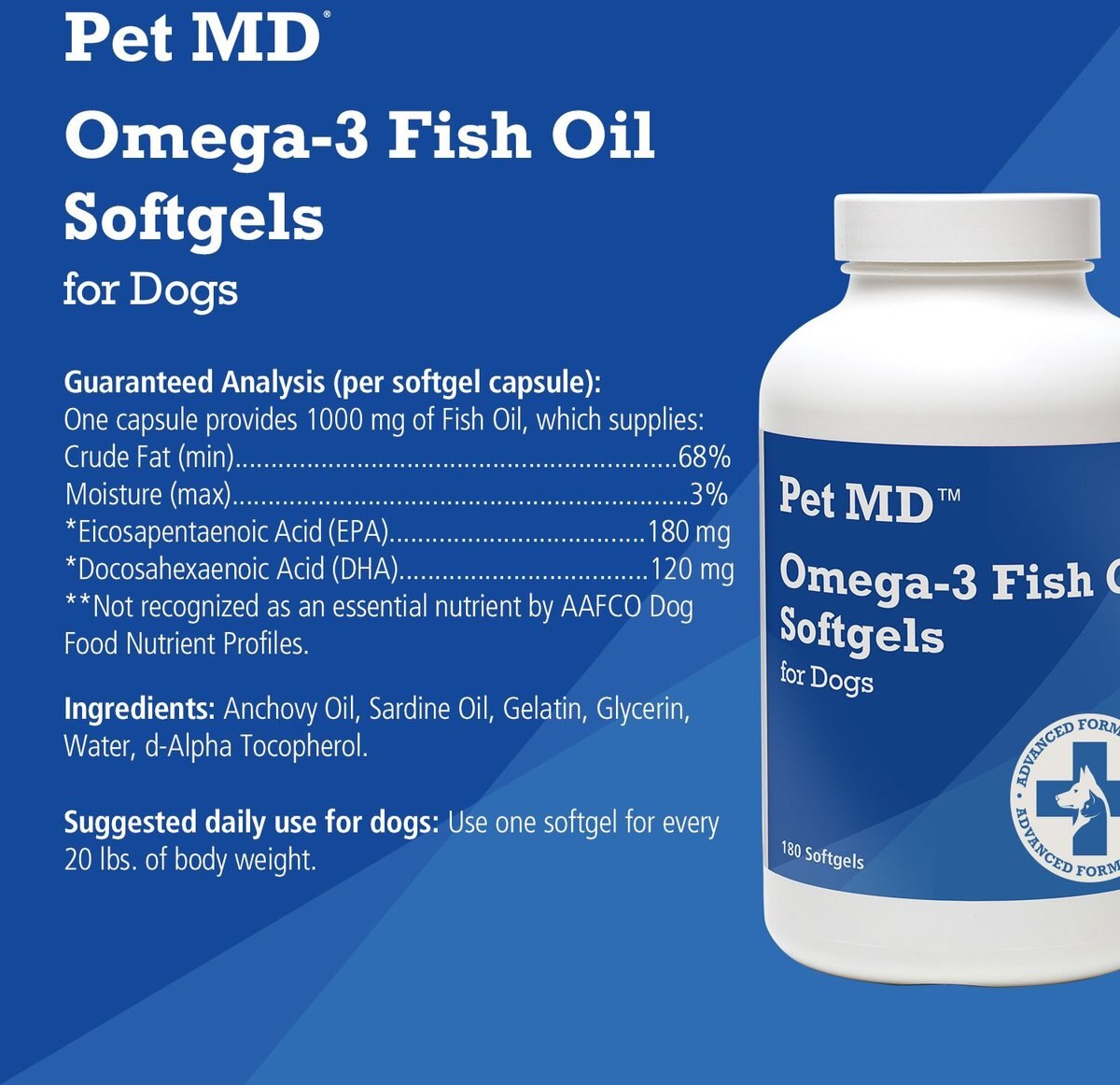 Pet MD Omega-3 Fish Oil Softgel Dog Supplement