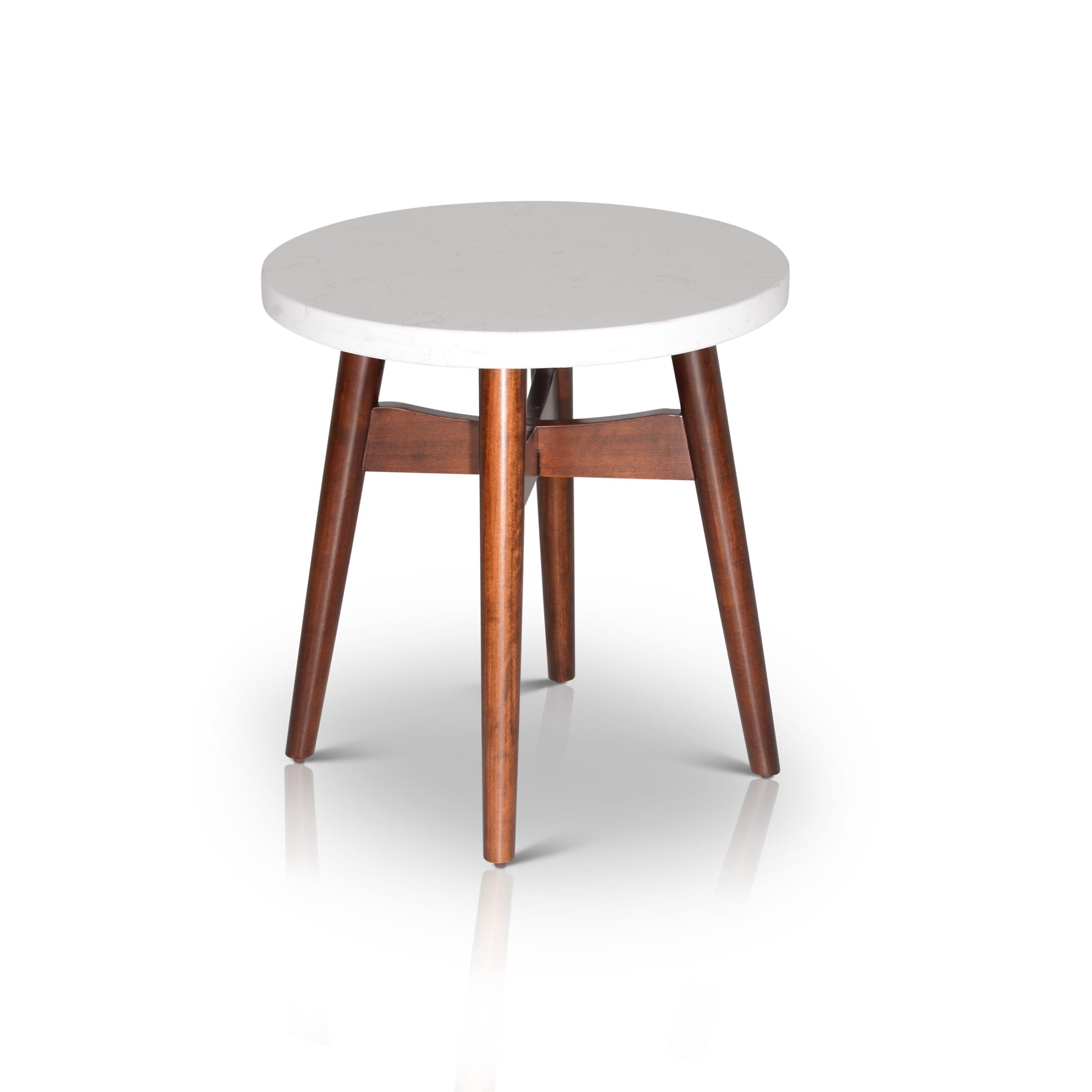 Cherry MDF and Solid Wood Round End Table