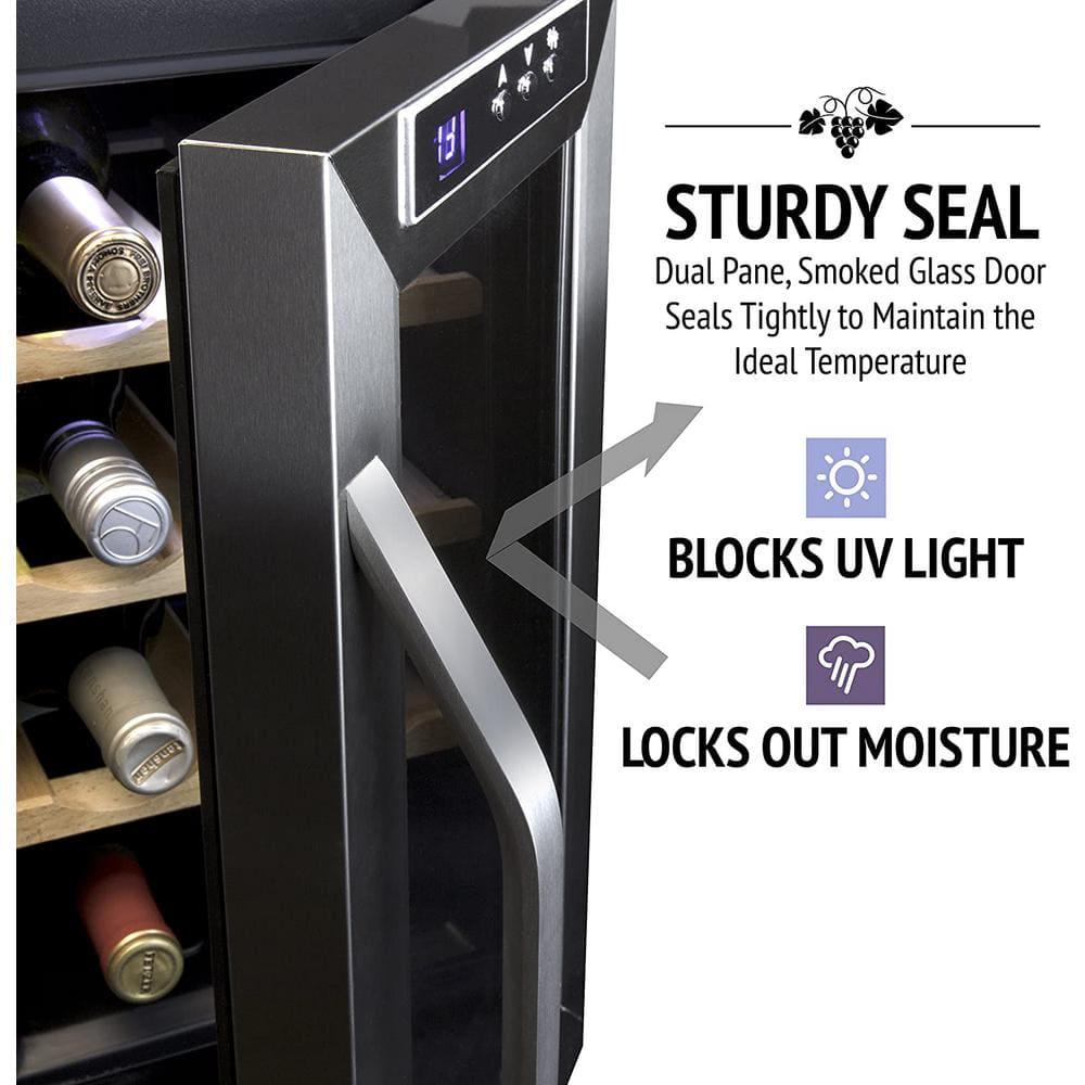 Ivation Thermoelectric 8Bottle Free Standing Wine Cooler  Stainless Steel