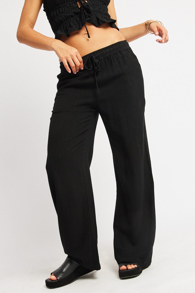 Black Wide Leg Pants Elasticated Waist