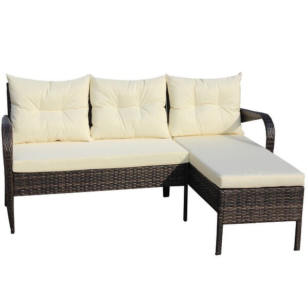 Outdoor patio Furniture sets 2 Piece Conversation set wicker Ratten Sectional Sofa with Seat Cushions