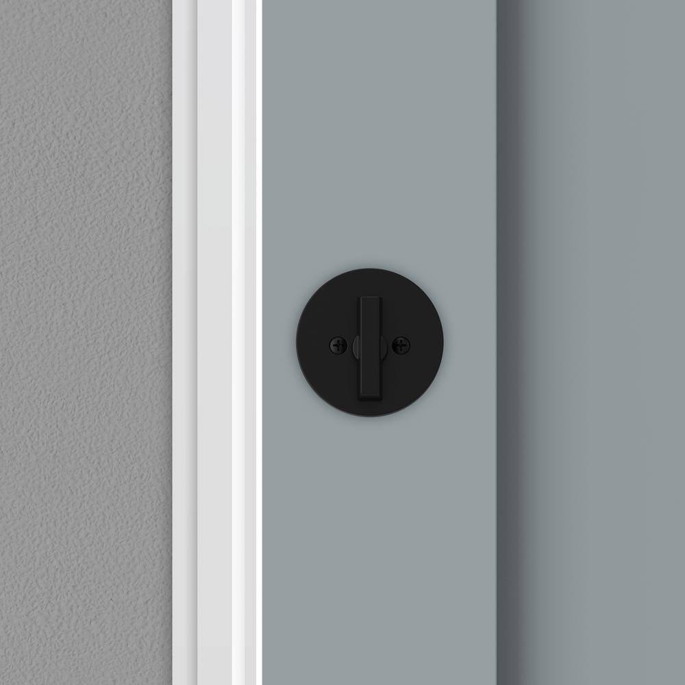 Kwikset Round Matte Black Single Cylinder Deadbolt Featuring SmartKey Security 660RDT 514 SMT