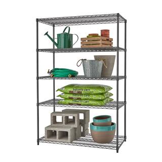 TRINITY PRO Black 5-Tier Steel Wire Garage Storage Shelving Unit (48 in. W x 72 in. H x 24 in. D) TBFPBA-0926