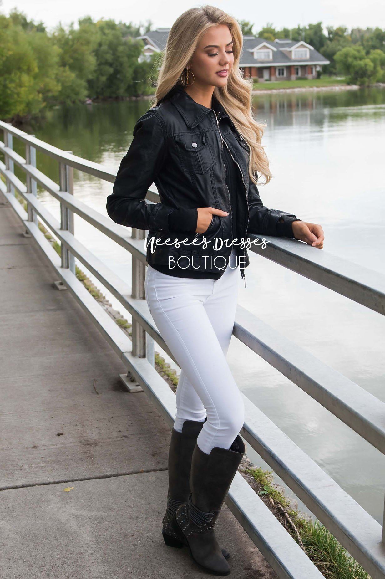 Chic Pleather Bomber Jacket