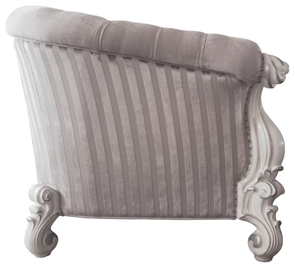 ACME Versailles  Loveseat w/5 Pillows in Ivory Fabric  ampBone White Finish   Victorian   Loveseats   by Acme Furniture  Houzz