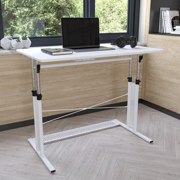 Flash Furniture Height Adjustable 27 25 35 75 quot h Sit To Stand Home Office Desk