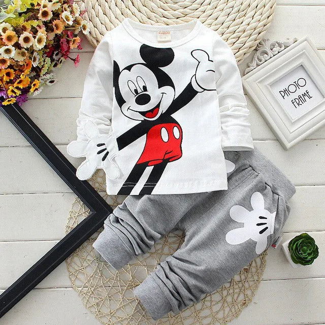 Baby Girls Boys Mickey Minnie Clothing Sets Spring Autumn Kids Outfits Hoodie+T-shirt+Pants Tracksuit Children Sport Suit