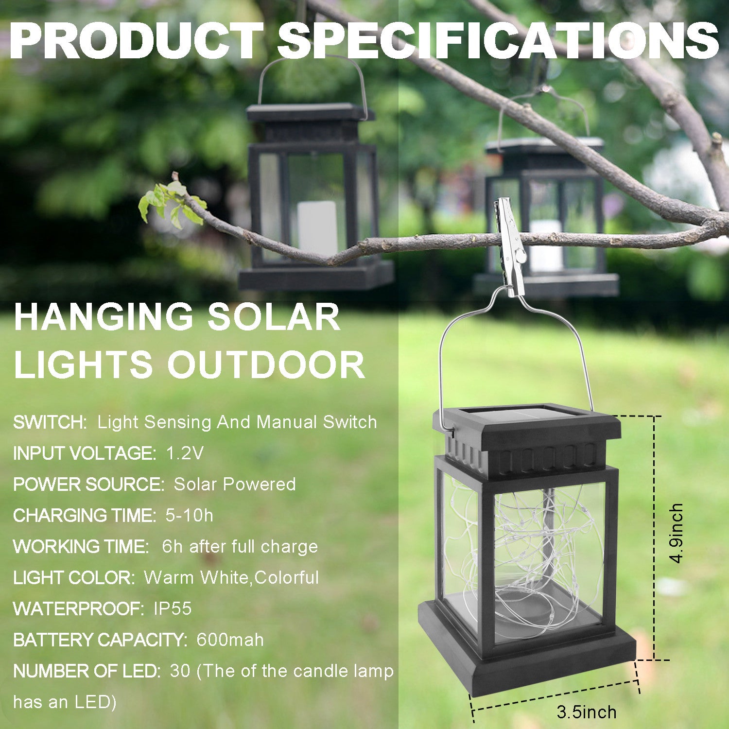 Elegant Choise Solar Lights Outdoor with Light String Waterproof Lighting for Garden Landscape