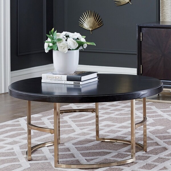 Contemporary Modern Elegant Rose Gold Base Coffee and Side Table