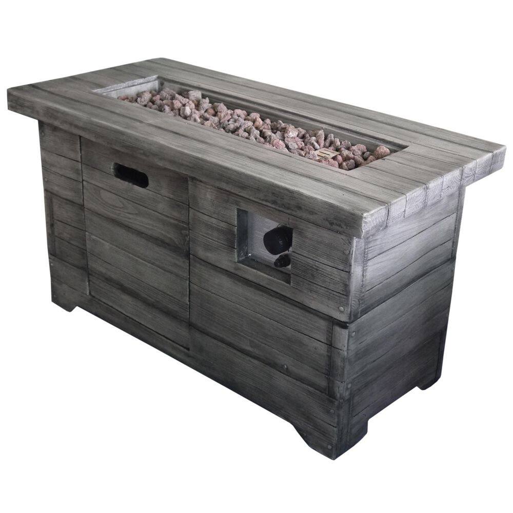 Crawford  Burke Cove Weathered Faux Wood Rectangular Gas Fire Pit HD3622FP