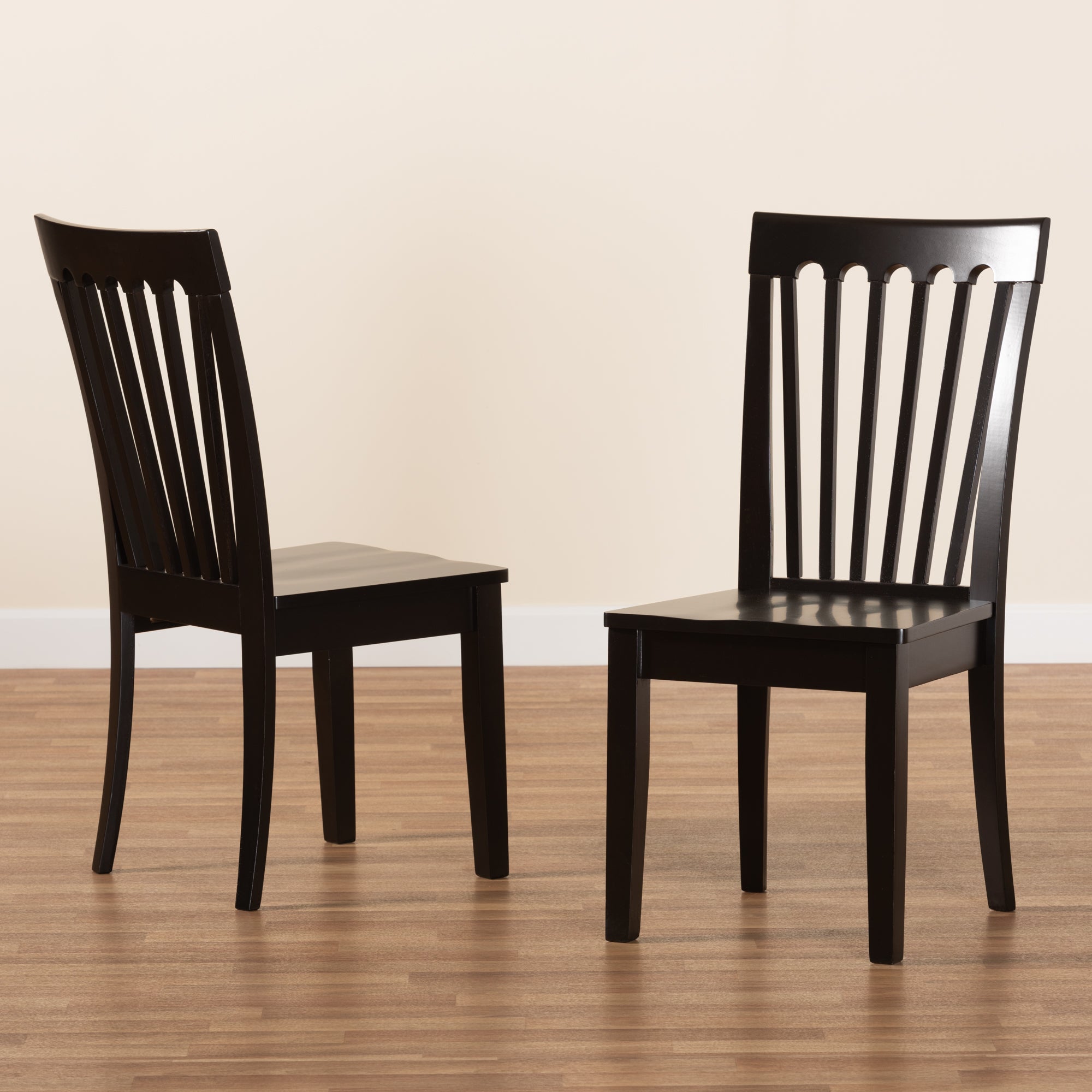 Baxton Studio Minette Dining Chair， Set of 2， Dark Brown