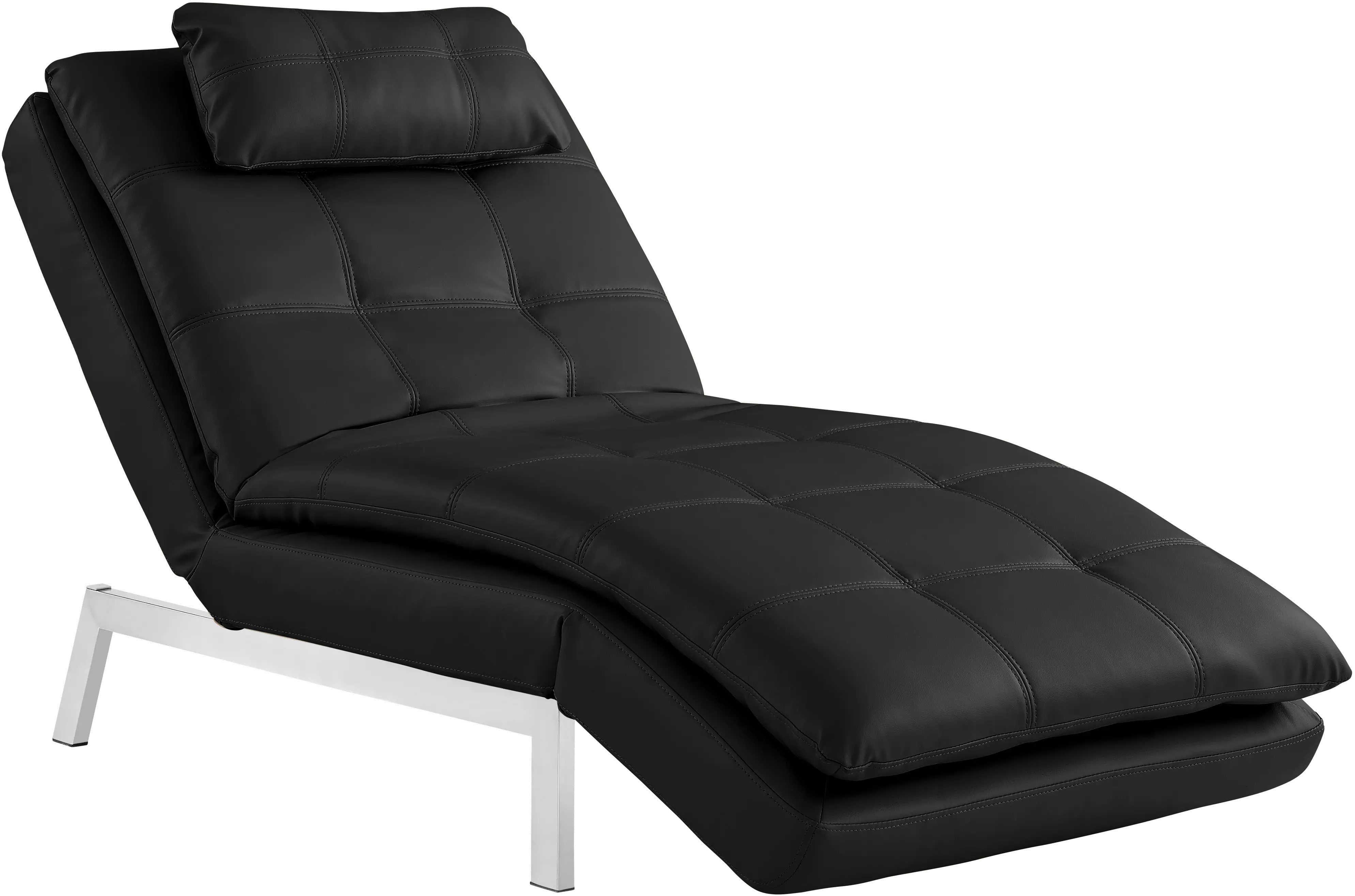 Via Black Faux Leather Convertible Chaise