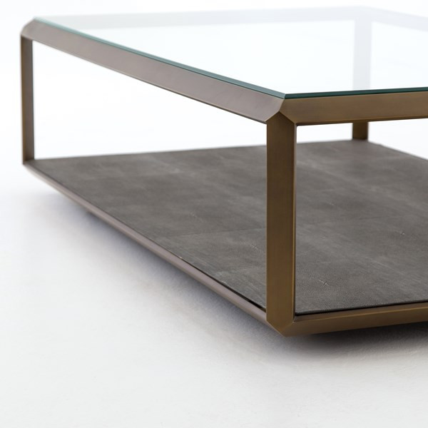 Cairbre Coffee Table Antique Brass  Grey Shagreen   Transitional   Coffee Tables   by Rustic Home Furniture Deco  Houzz