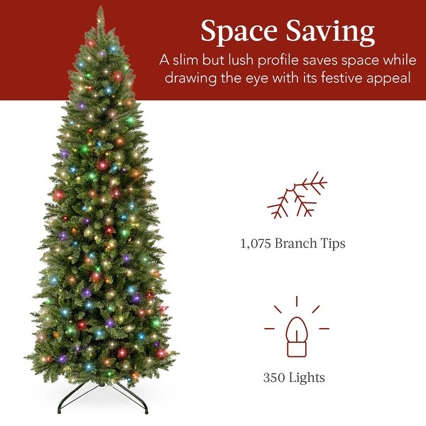 Prelit Spruce Pencil Christmas Tree w/ 2In1 LED Lights