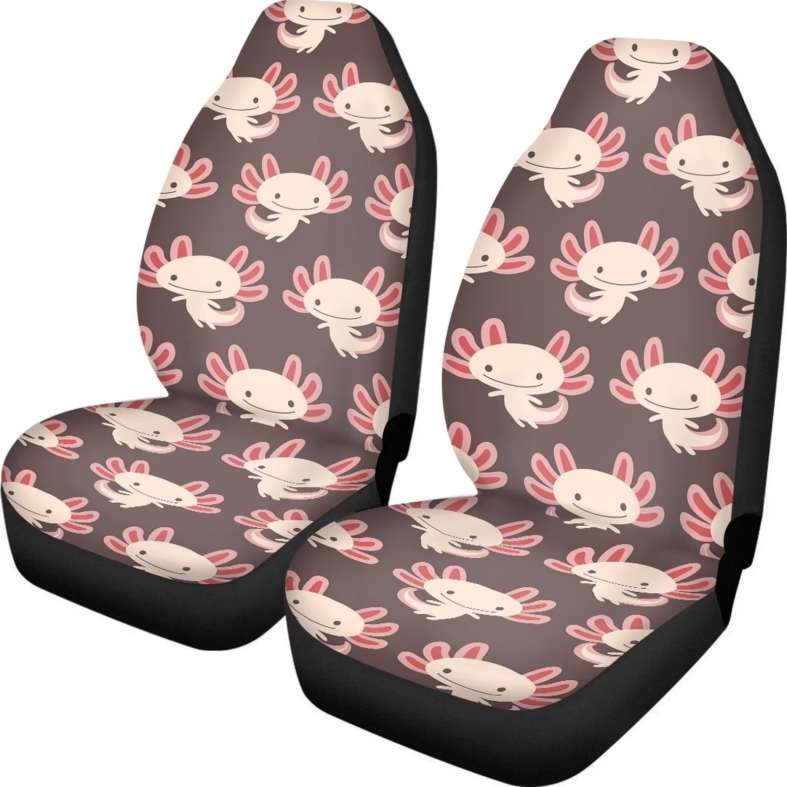 FKELYI Pink Axolotls Front Car Seat Cover Set for Ladies and Men，Waterproof Auto Interior Seat Accessories Set of 2，Universal Soft Car Interior Cushion Accessories for Cars