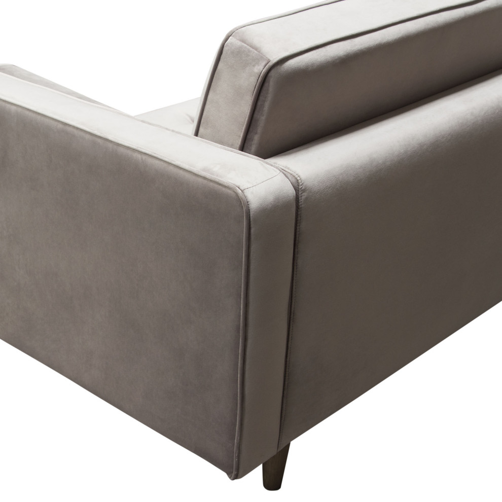 Juniper Tufted Sofa  Champagne Gray Velvet With 2 Bolster Pillows   Sofas   by Morning Design Group  Inc  Houzz