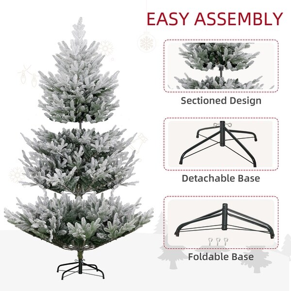 HOMCOM 6 Foot Artificial Christmas Tree，Pine Hinged Xmas Tree with 795 Realistic Branches，Steel Base，Auto Open，Green