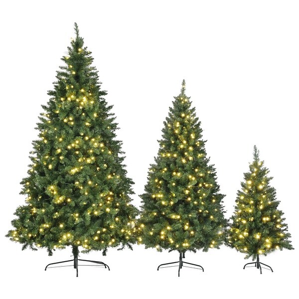 PreLit Artificial Christmas Tree Set with Warm Lights (4FT，6FT，8FT)