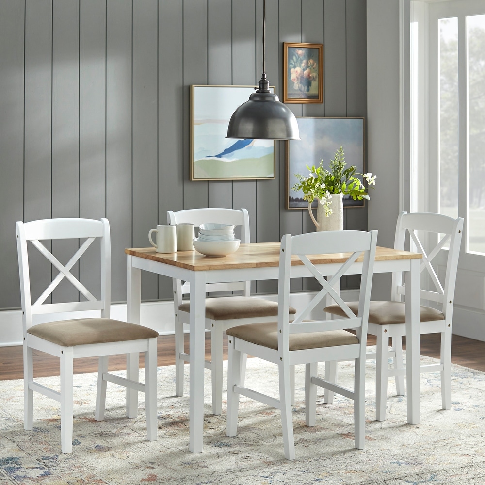 Simple Living White 5 piece Crossback Dining Set