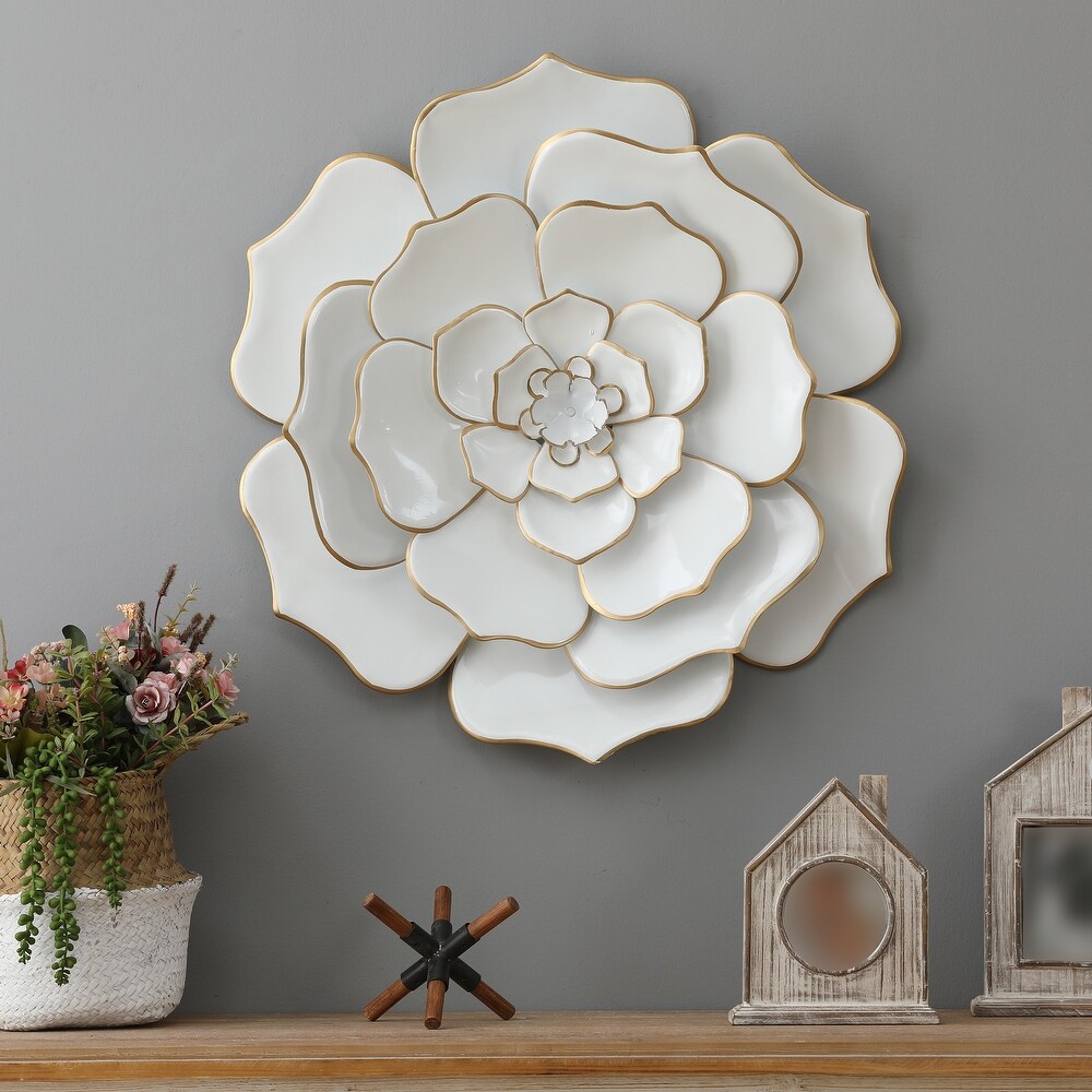 Carson Carrington Mjugg White Metal Flower Wall Art