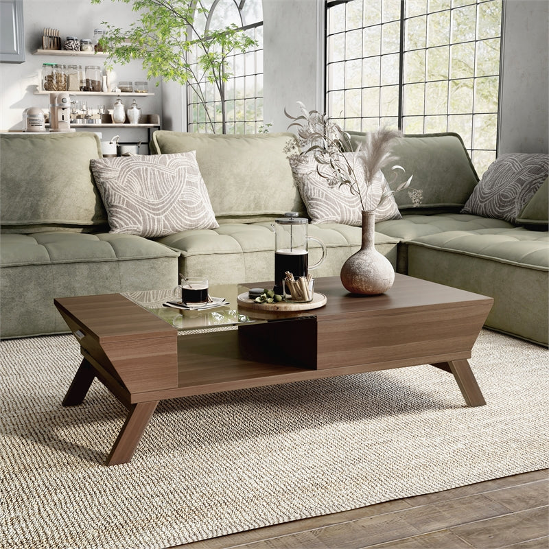 Furniture of America Soto Contemporary Wood Coffee Table with Storage in Walnut