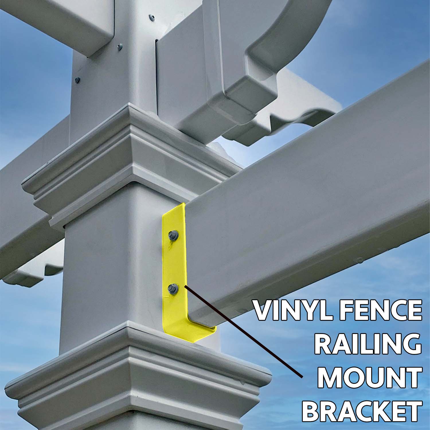 Jake Sales Brand Vinyl Fence Railing Mounting Bracket -  For 1-1/2" x 5-1/2" Vinyl Fence Rail - Each